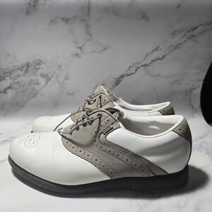 Mizuno Womens Leather Golf Shoes/Cleats White‎ Brown Size 9.5 Saddle Oxford VTG